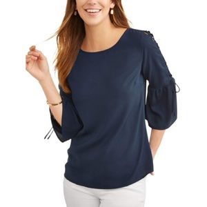 TIME and TRU NWT - Lace up, bell sleeve blouse